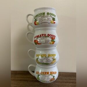 Vintage Soup Recipe Mugs (set of 2) TOMATO & ONION ONLY